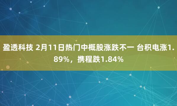 盈透科技 2月11日热门中概股涨跌不一 台积电涨1.89%，携程跌1.84%